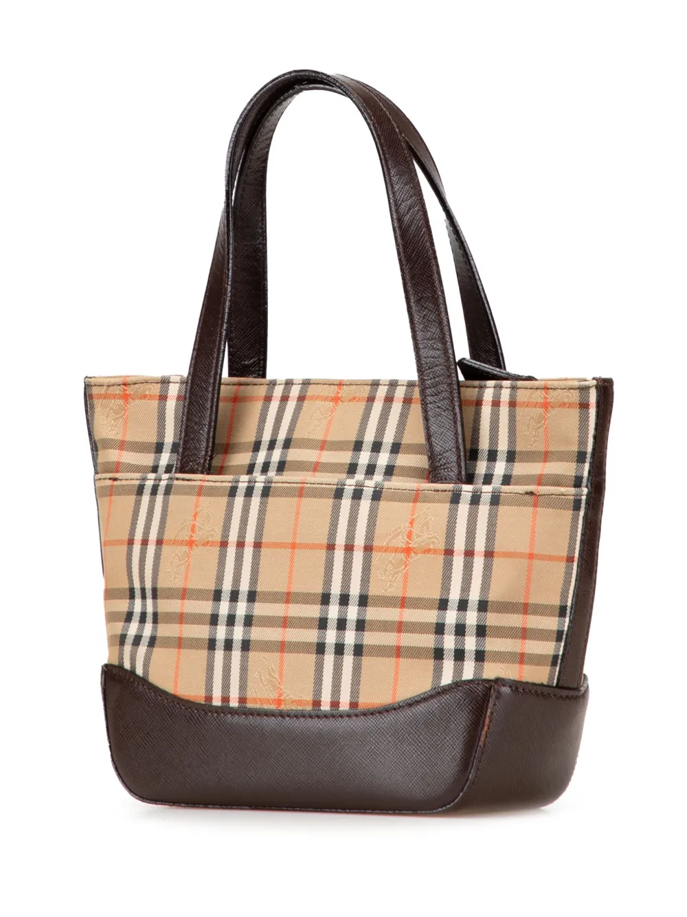 Pre-owned Burberry 2000-2017 Haymarket Check Canvas Handbag In Brown
