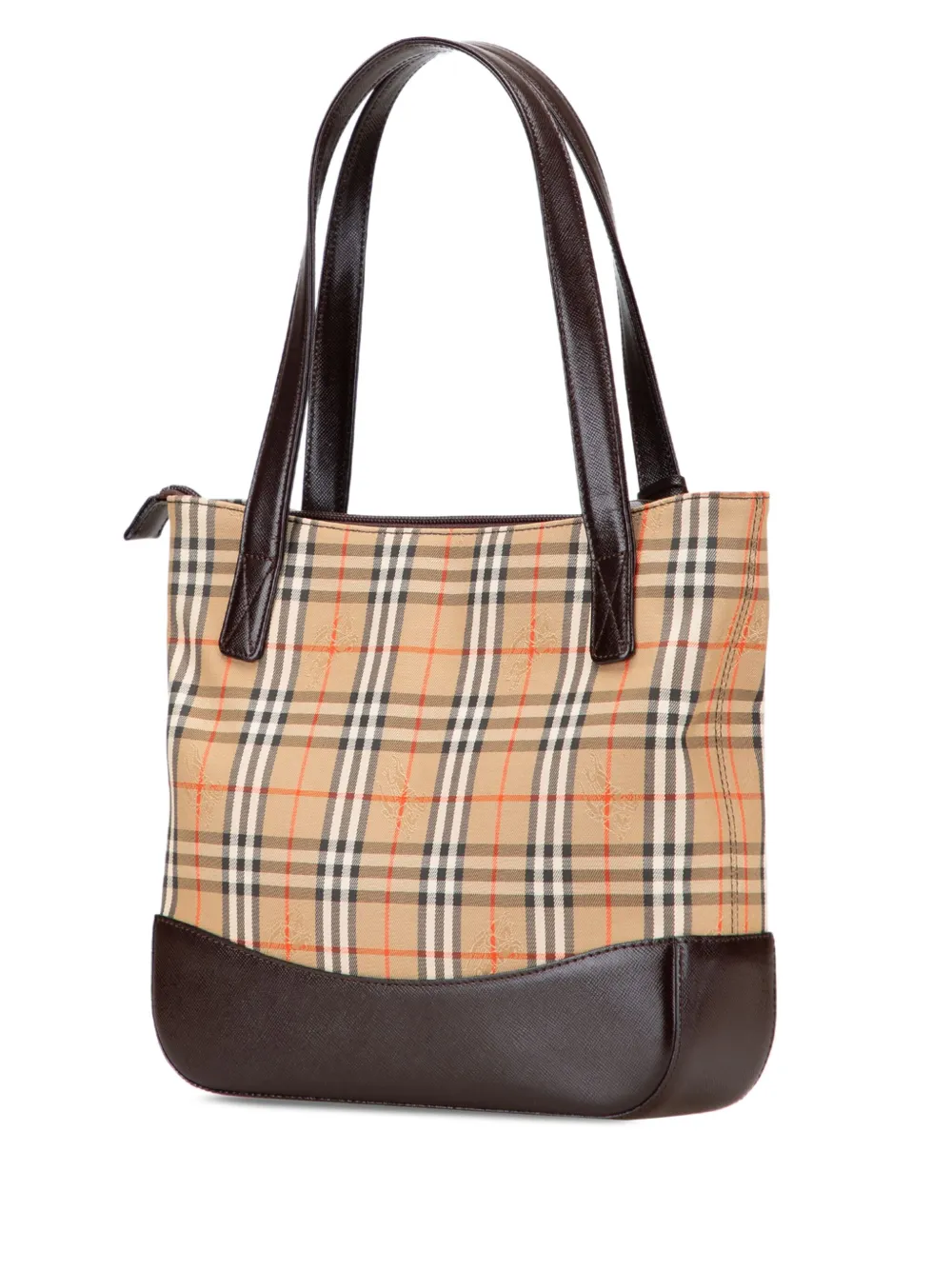 Pre-owned Burberry 2000-2017 Haymarket Check Canvas Tote Bag In Brown