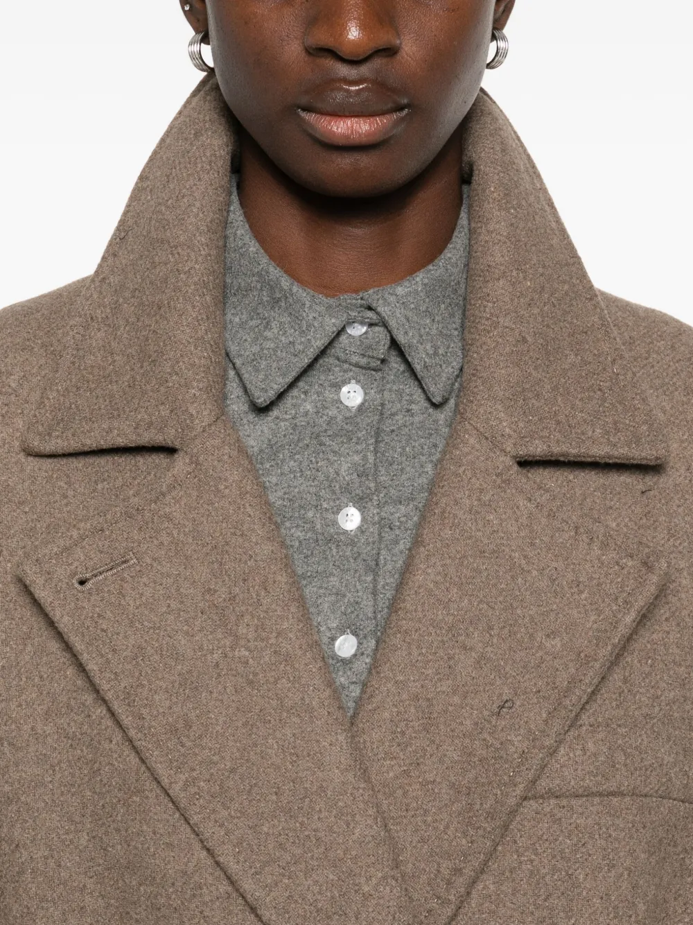 Mark Kenly Domino Tan Belted Double-breasted Coat In Brown