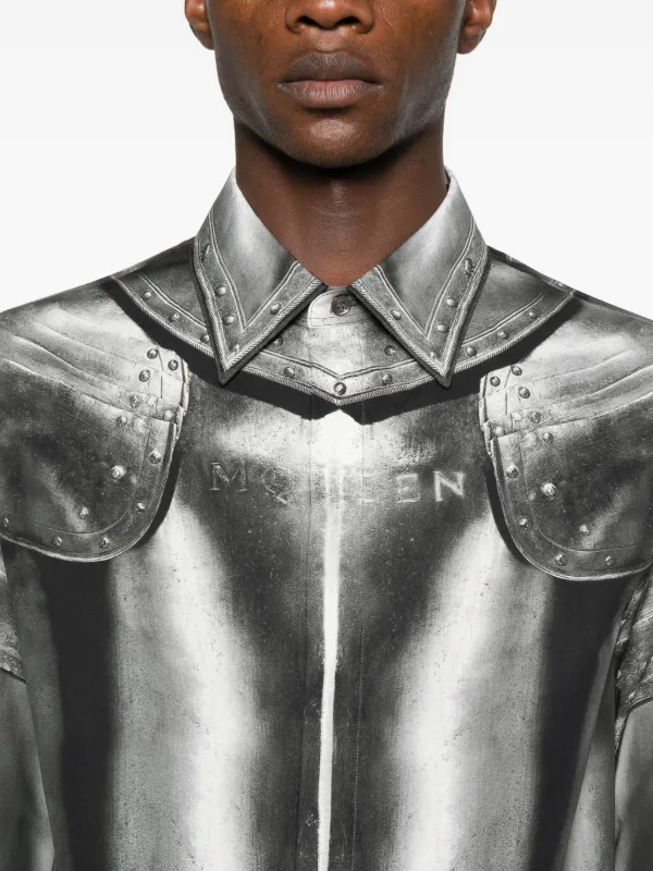 Alexander McQueen armour-print Shirt | Grey | FARFETCH