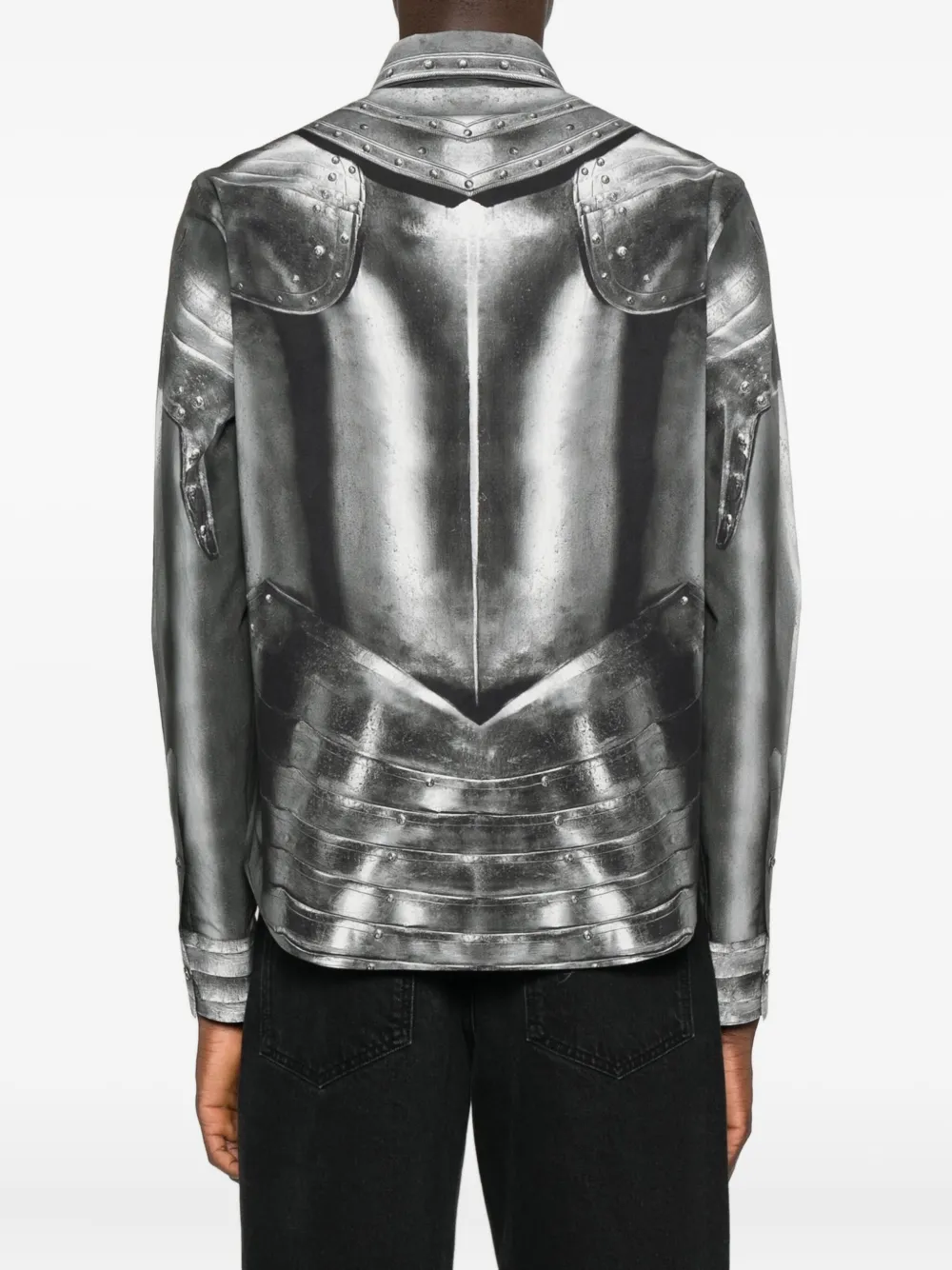 Alexander Mcqueen Mcqueen Armor Print Shirt Steel In Gray