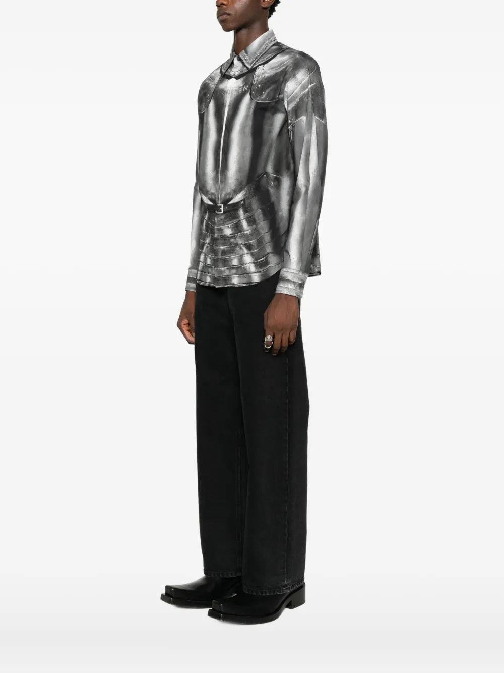 Alexander Mcqueen Mcqueen Armor Print Shirt Steel In Gray