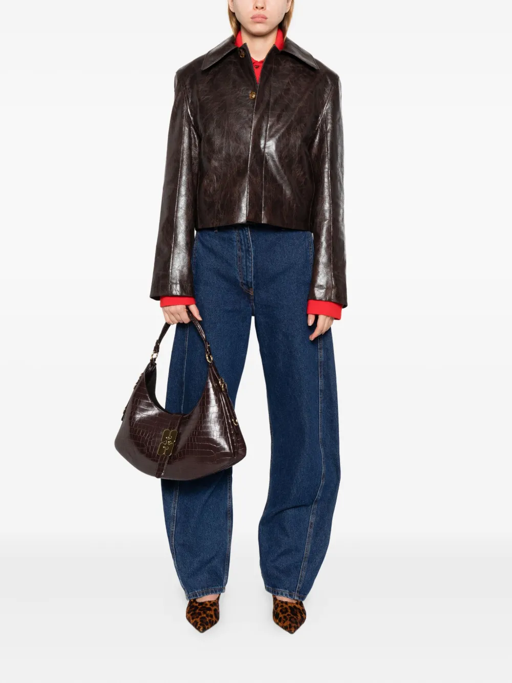 Séfr Lapel Long-sleeved Casual Jacket In Brown
