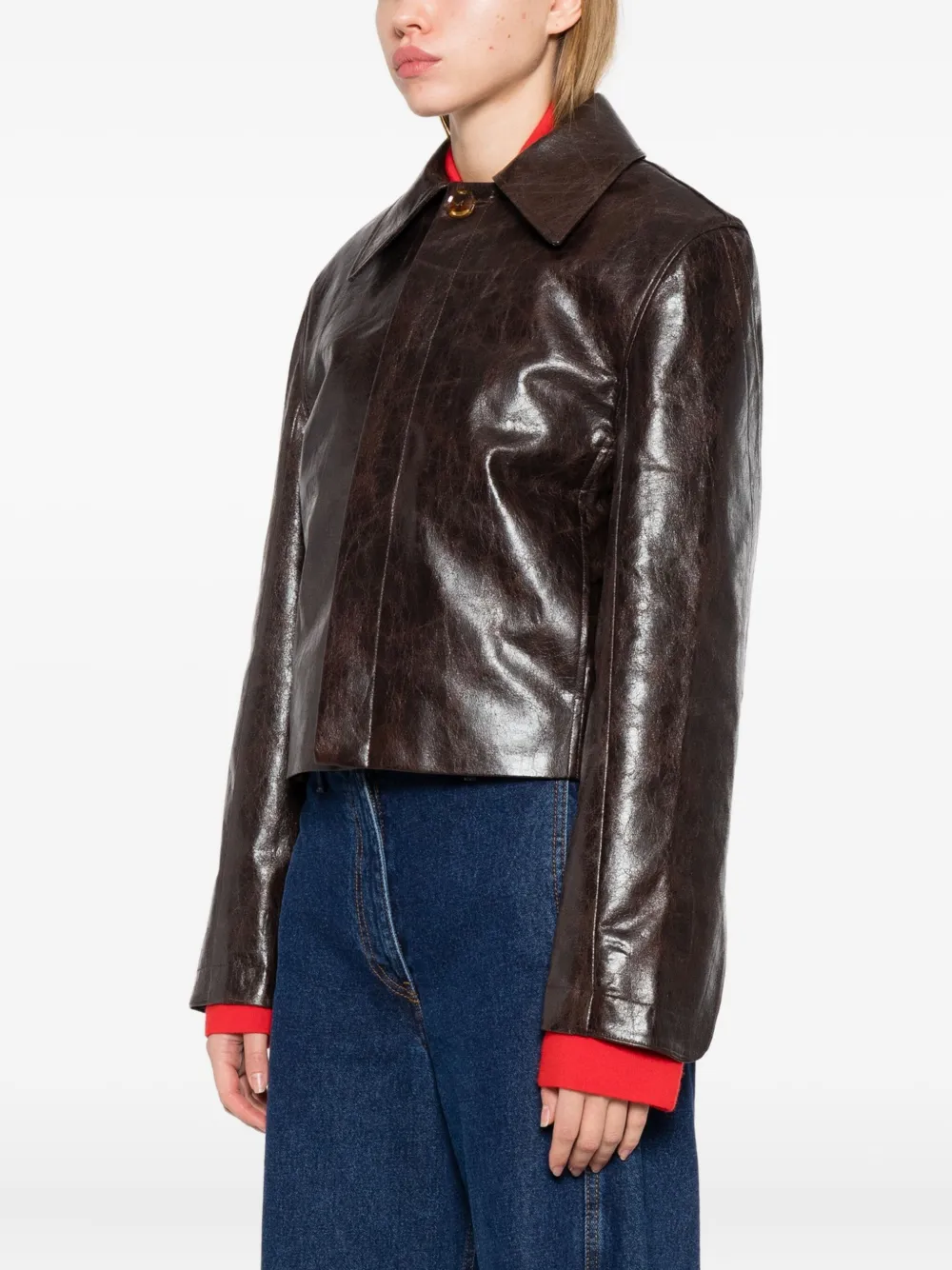 Séfr Lapel Long-sleeved Casual Jacket In Brown