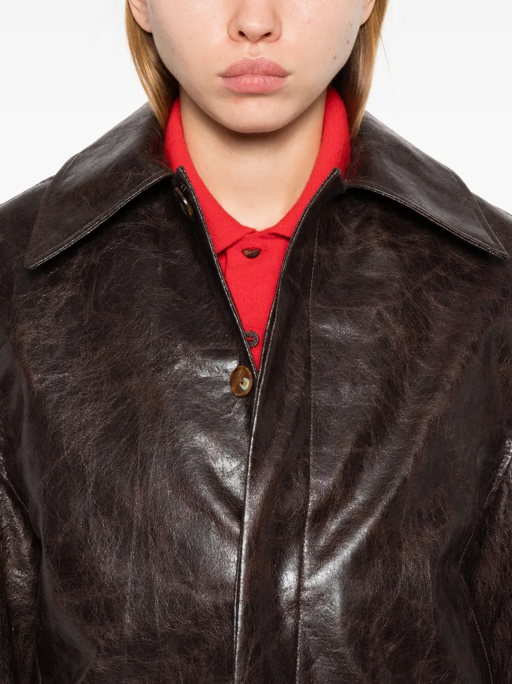 Séfr Lapel Long-sleeved Casual Jacket In Brown
