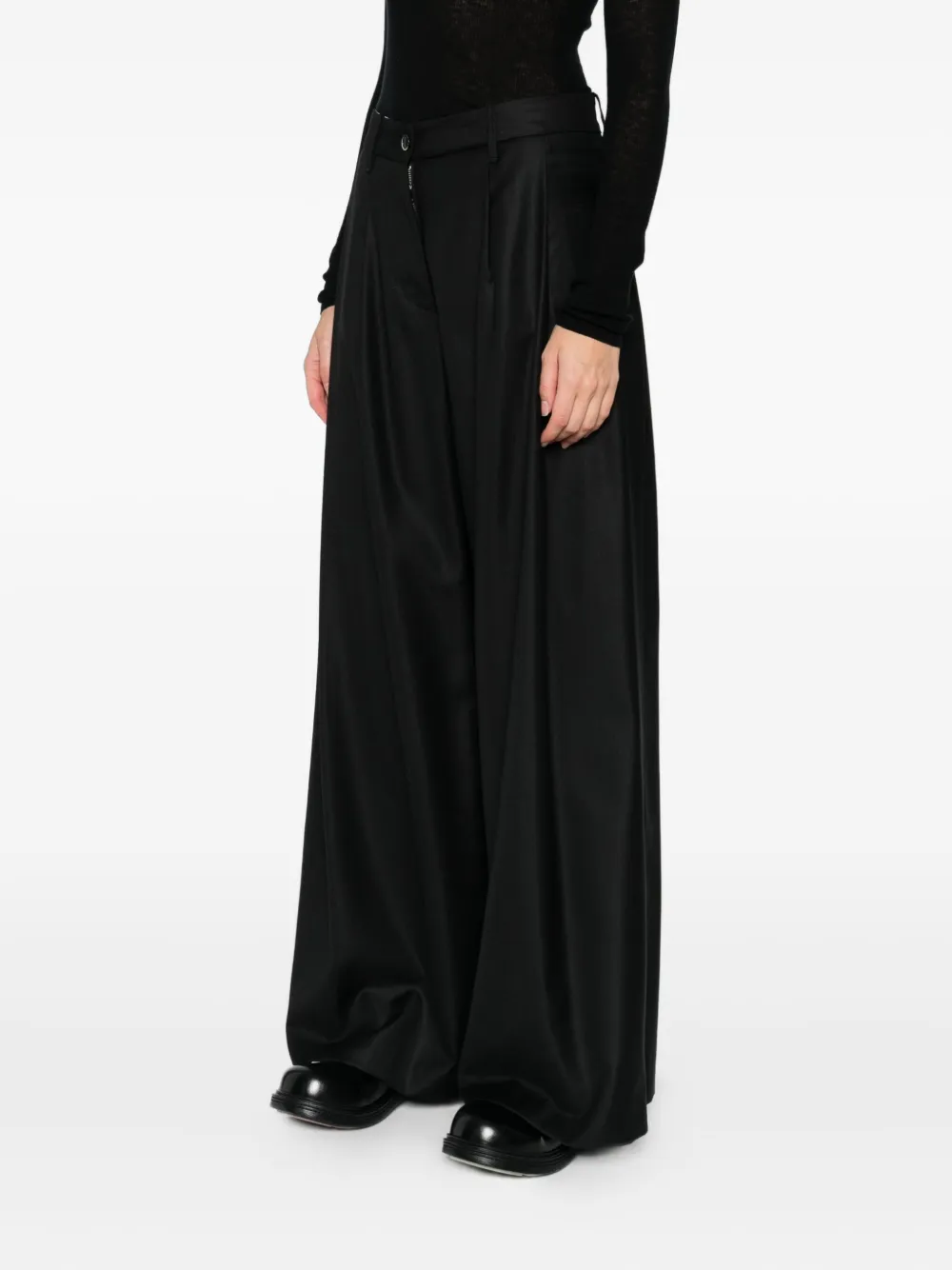 Nine In The Morning Pleated Palazzo Trousers In Black
