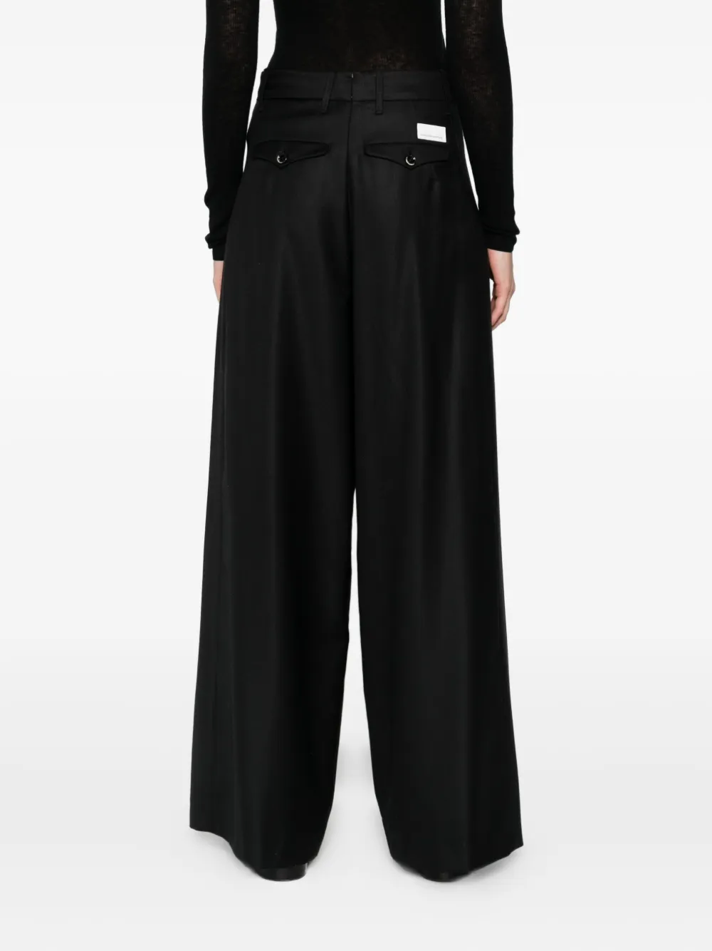 Nine In The Morning Pleated Palazzo Trousers In Black