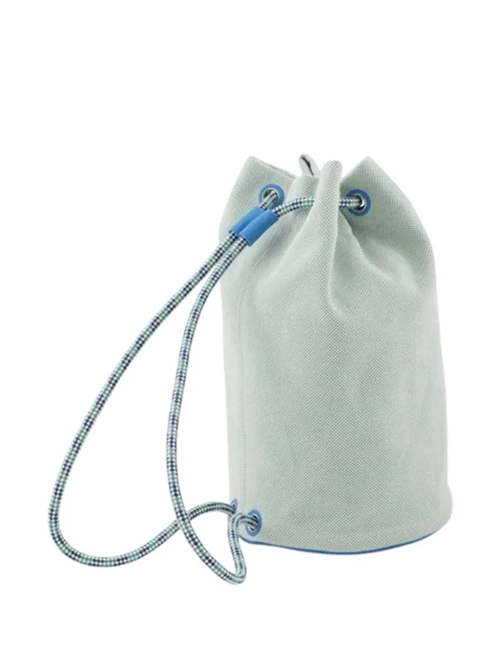 Pre-owned Hermes 2021-2025 Toile Embroidered Epopee Drawstring Duffle Bag Backpack In Blue