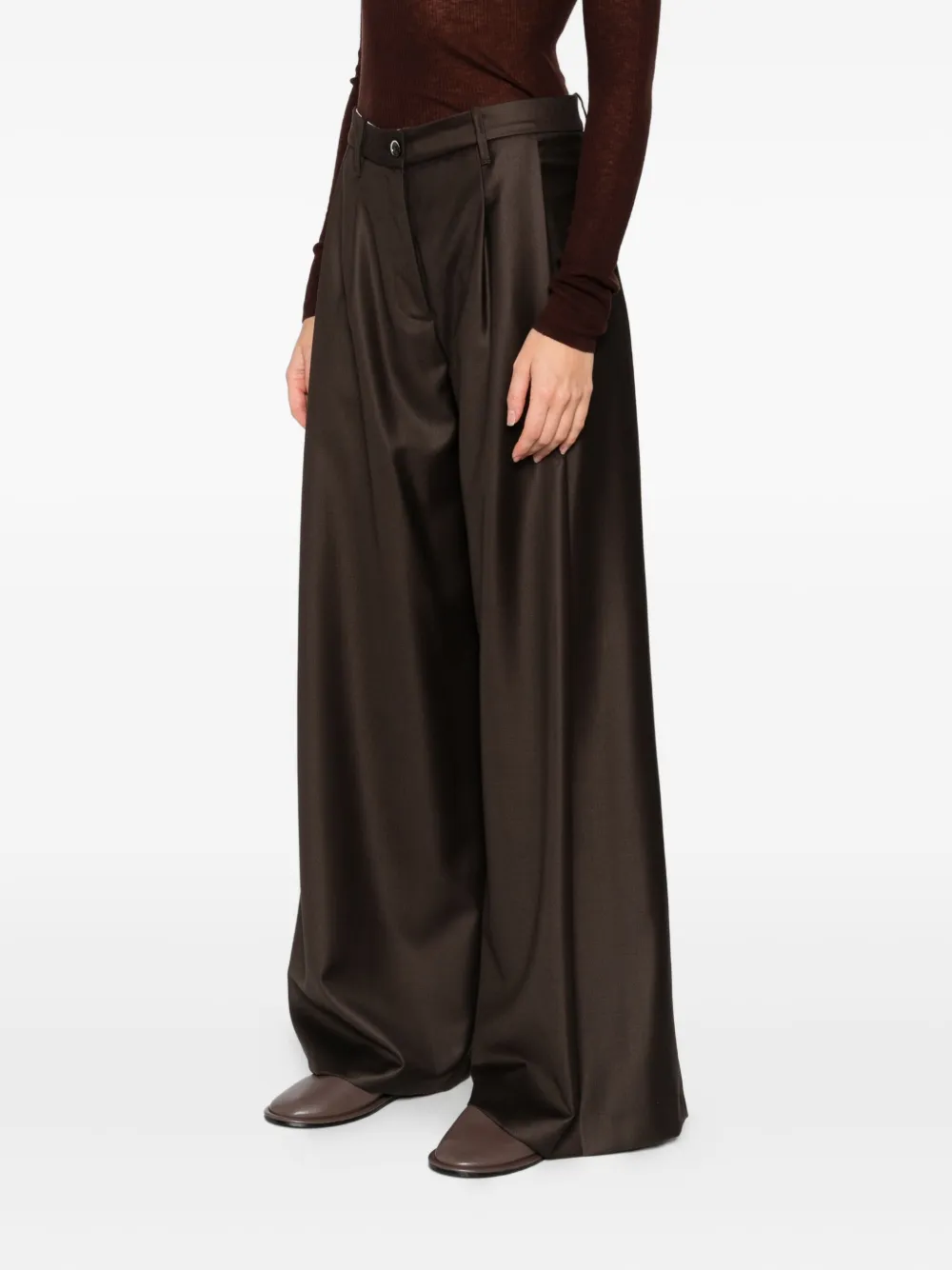Nine In The Morning Pleated Palazzo Trousers In Gray