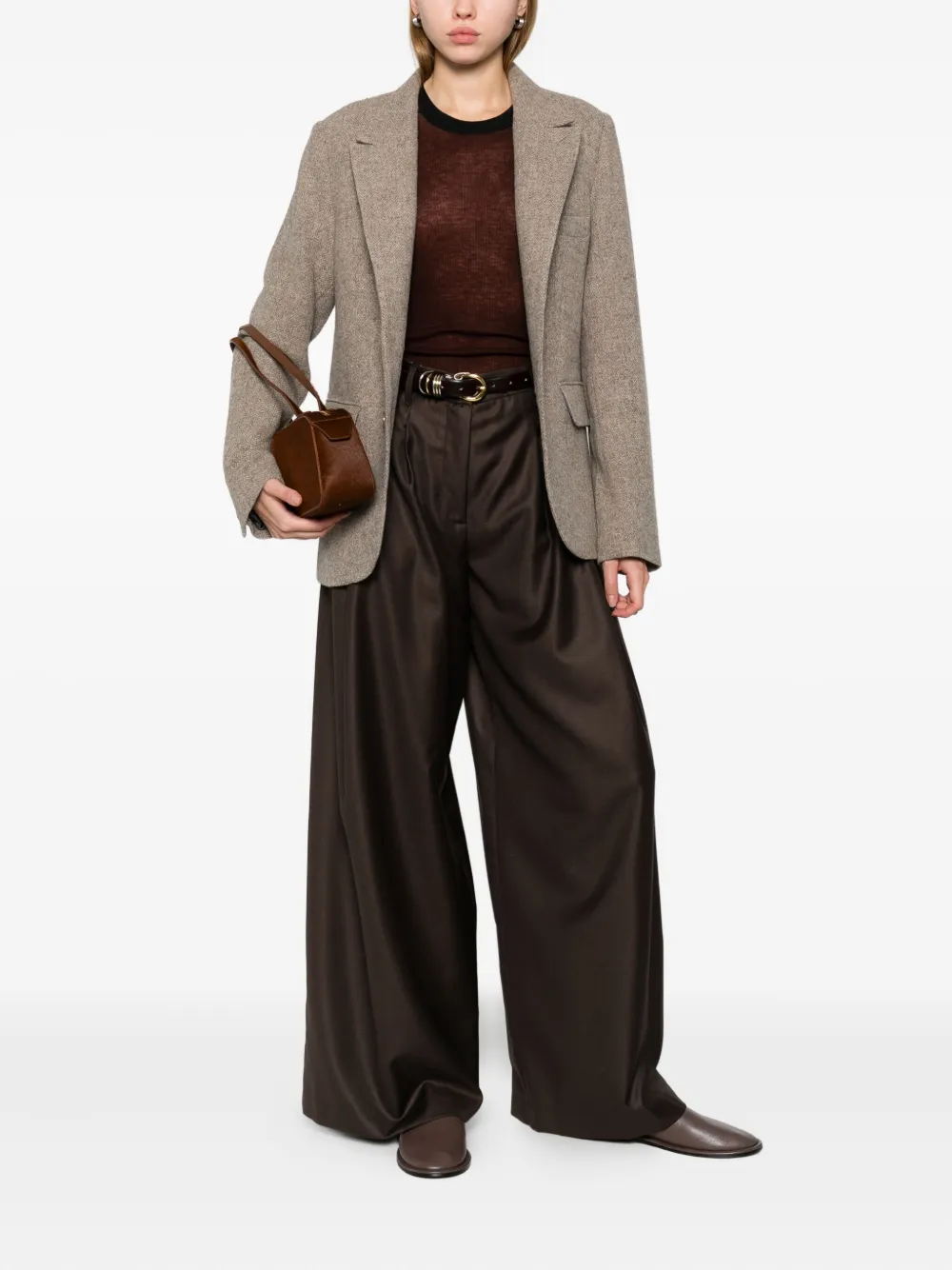 Nine In The Morning Pleated Palazzo Trousers In Gray