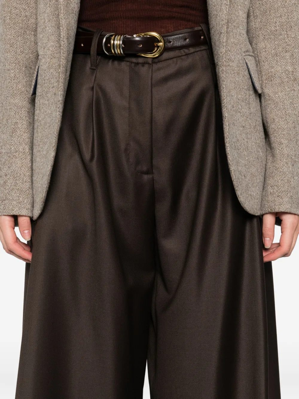 Nine In The Morning Pleated Palazzo Trousers In Gray