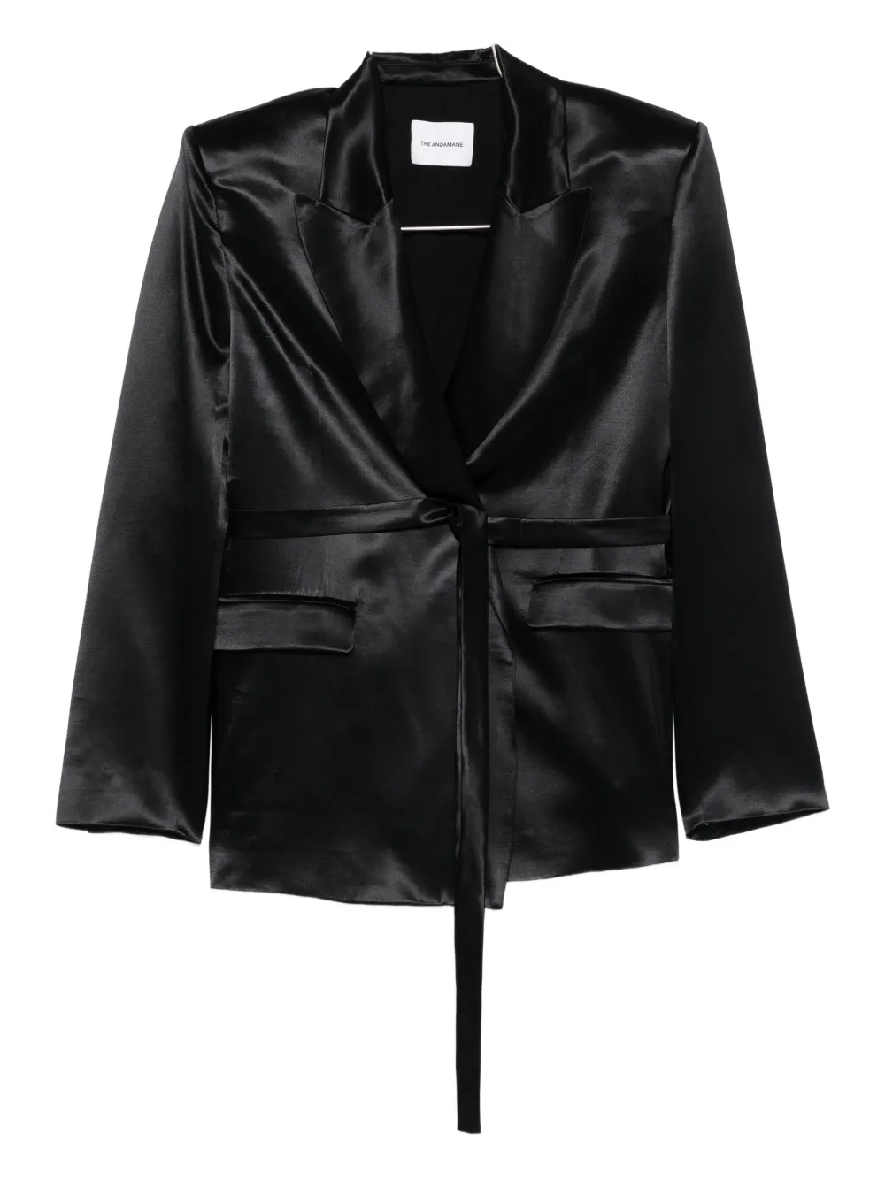 The Andamane Tie-waist Pocket Blazer In Black
