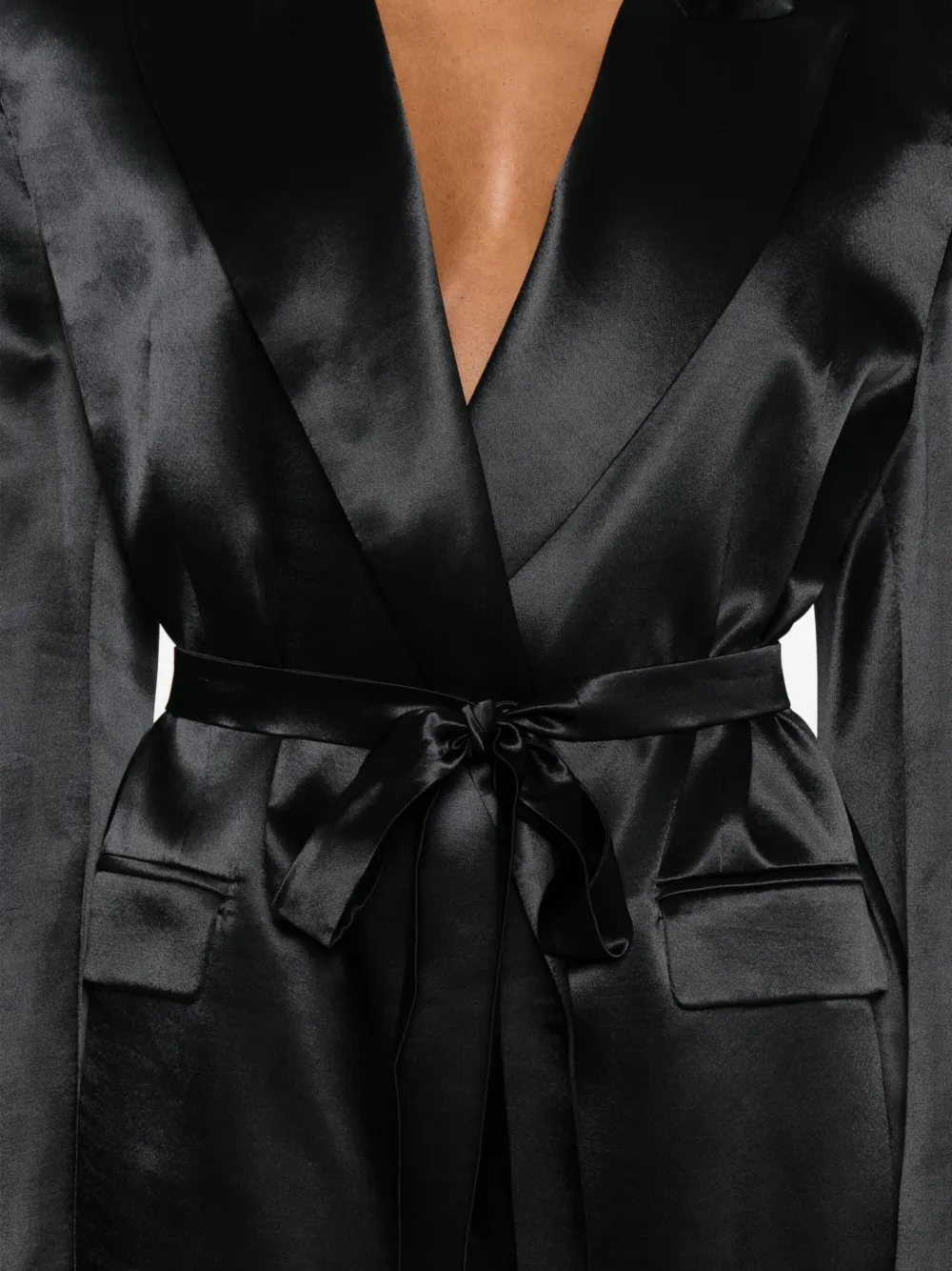 The Andamane Tie-waist Pocket Blazer In Black