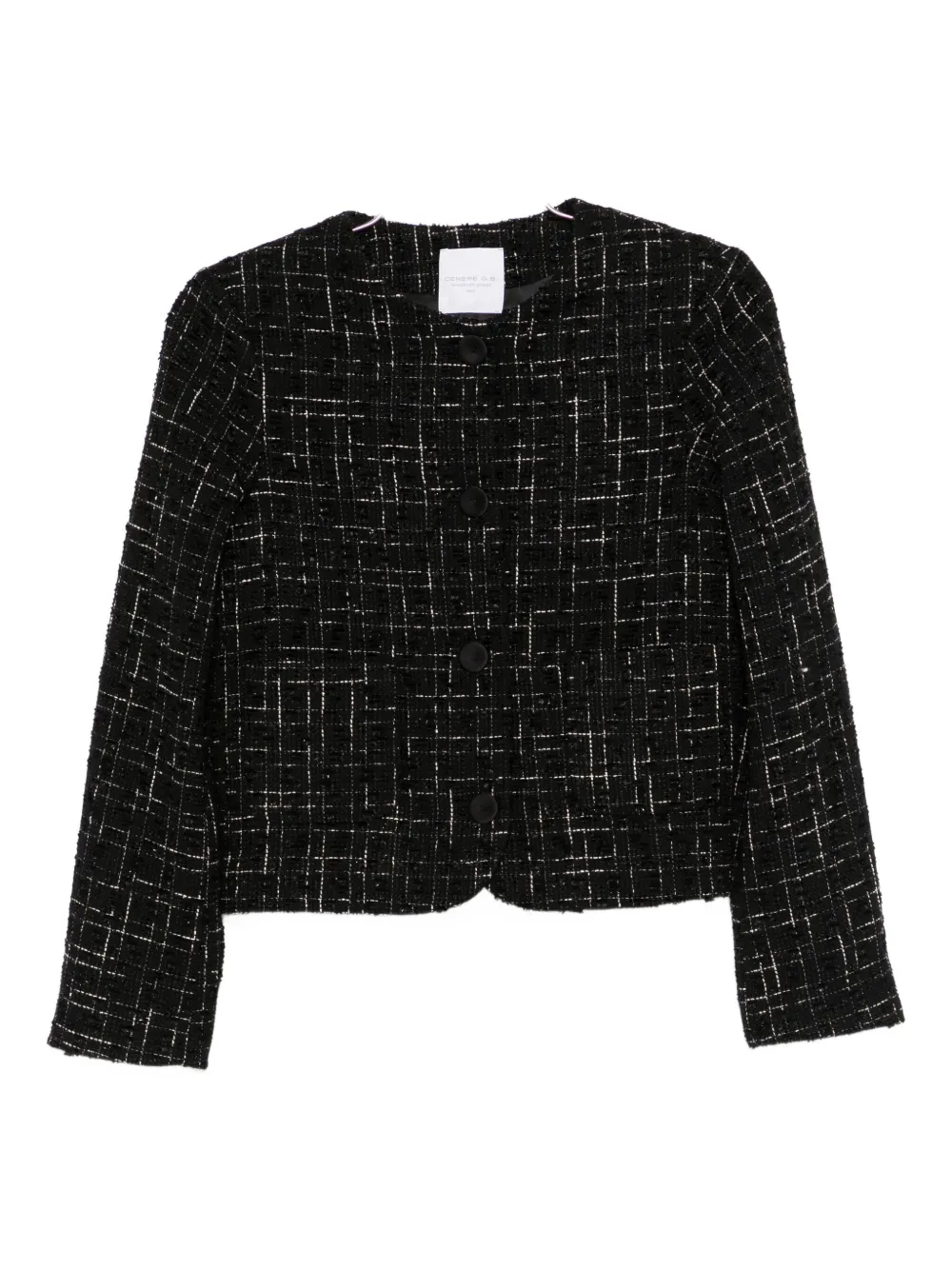 Cenere Button-down Tweed Jacket In Black