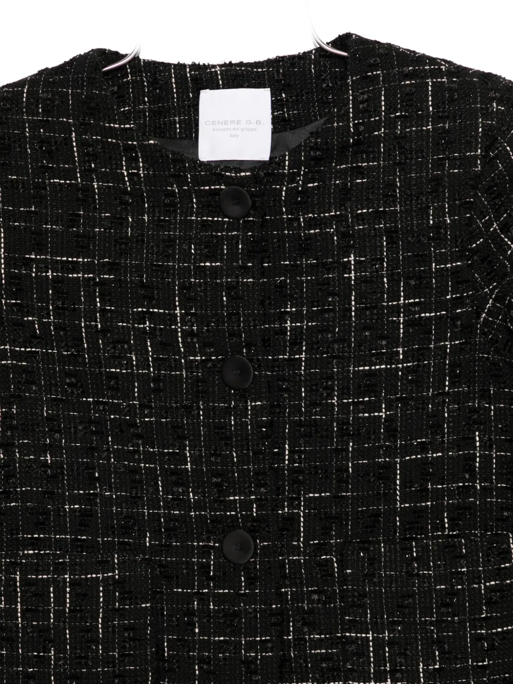 Cenere Button-down Tweed Jacket In Black