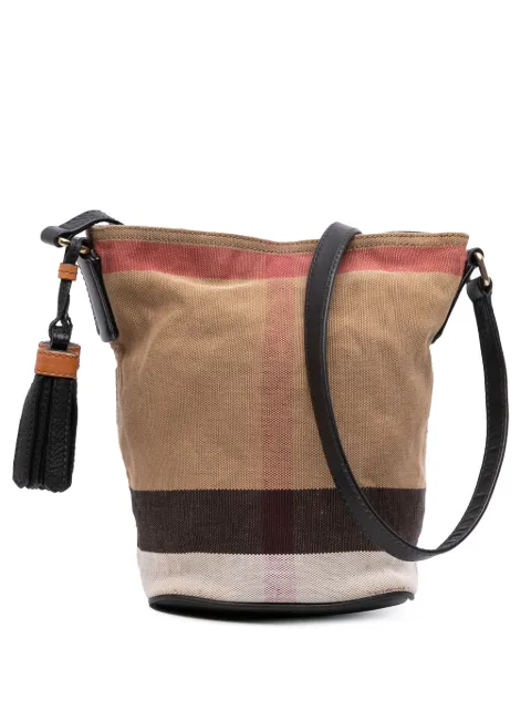 Burberry Pre-Owned 2000-2017 Mini Mega Check Canvas Ashby Tassel bucket bag
