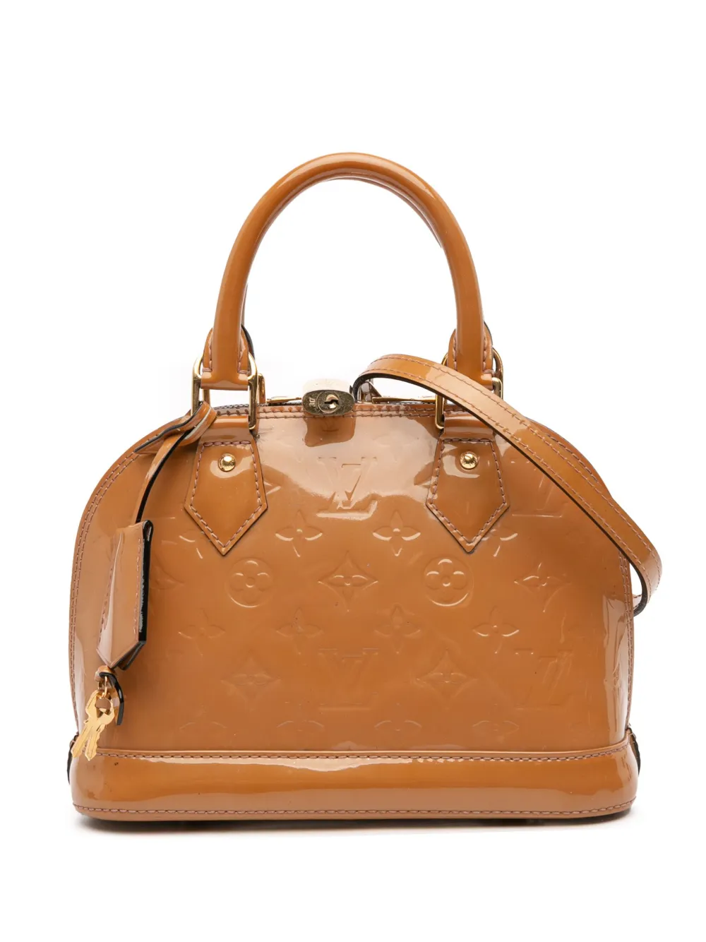 Pre-owned Louis Vuitton 2013 Monogram Vernis Alma Bb Satchel In Brown