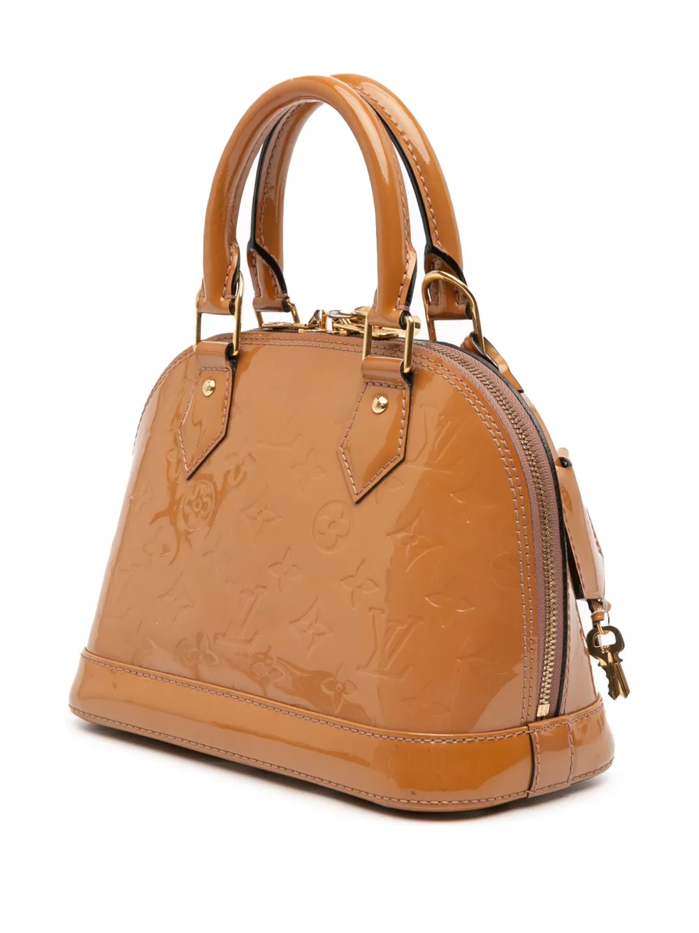 Pre-owned Louis Vuitton 2013 Monogram Vernis Alma Bb Satchel In Brown