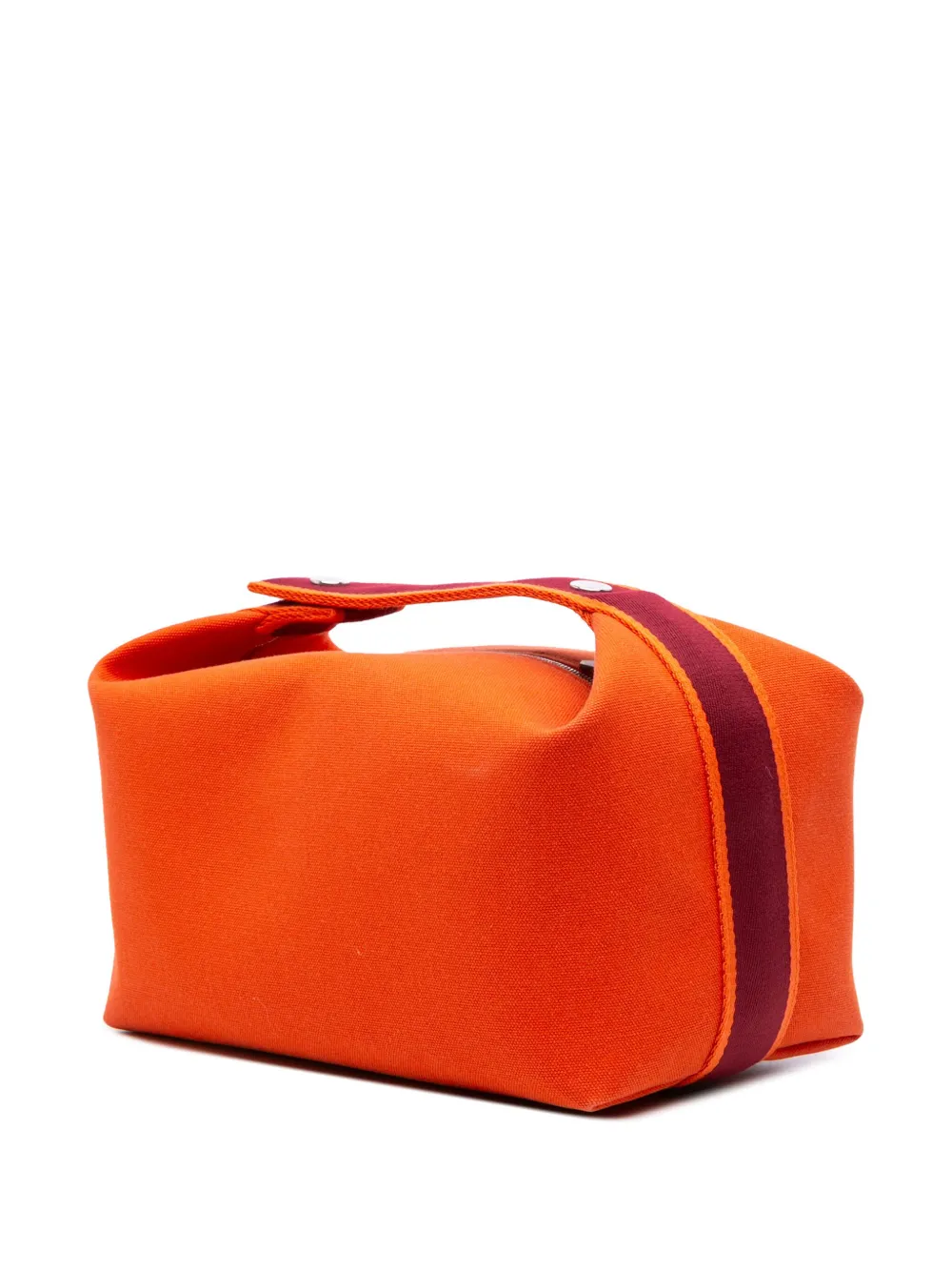Pre-owned Hermes 2021-2025 Large Canvas Bride A Brac Case Vanity Bag In Orange