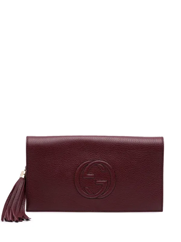 Gucci Pre-Owned 2016-2025 Leather Soho Disco Clutch Bag Red