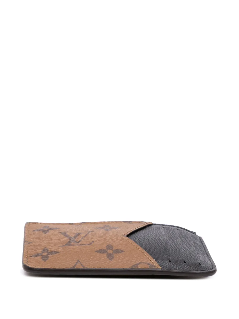 Pre-owned Louis Vuitton 2021-2025 Monogram Reverse Romy Card Holder In Brown