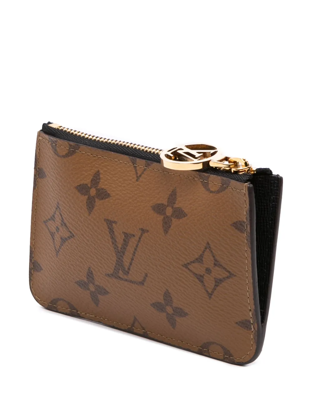 Pre-owned Louis Vuitton 2021-2025 Monogram Reverse Romy Card Holder In Brown