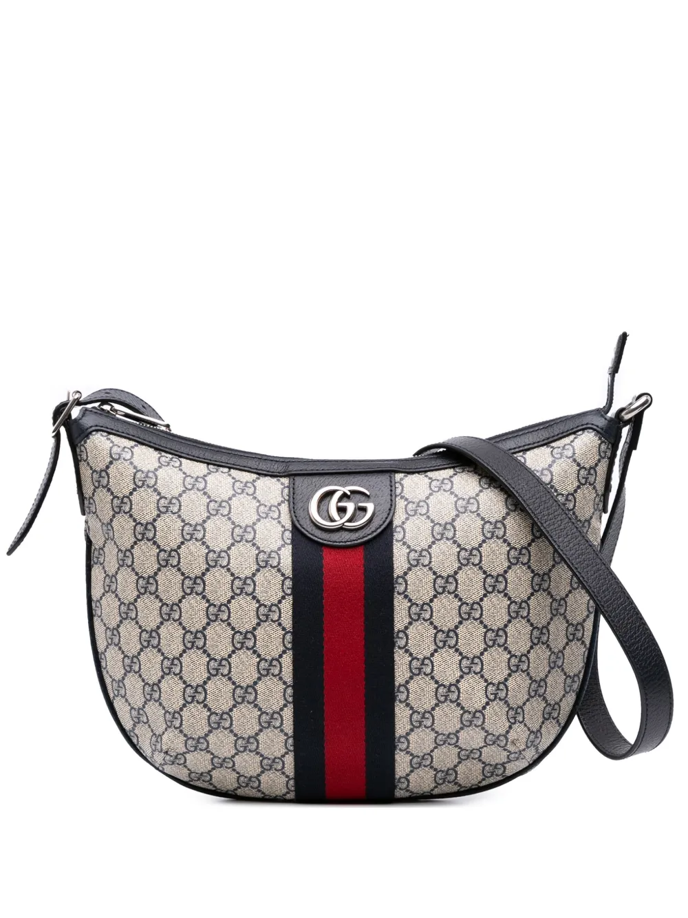 Gucci Pre-Owned 2016-2025 Small GG Supreme Web Ophidia Half Moon crossbody bag | Grey | Image 1