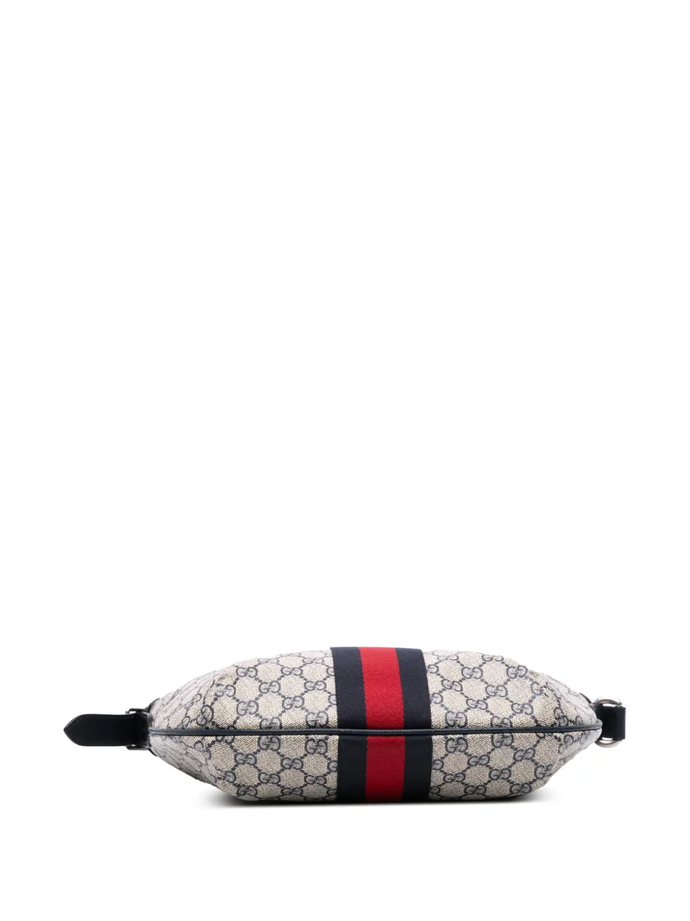 Pre-owned Gucci 2016-2025 Small Gg Supreme Web Ophidia Half Moon Crossbody Bag In Gray