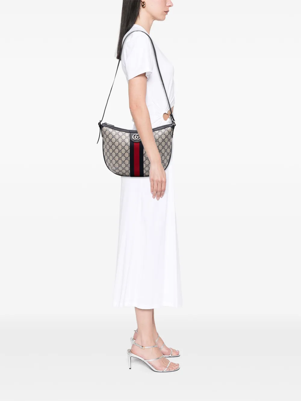Gucci Pre-Owned 2016-2025 Small GG Supreme Web Ophidia Half Moon crossbody bag | Pre-Owned | Image 2