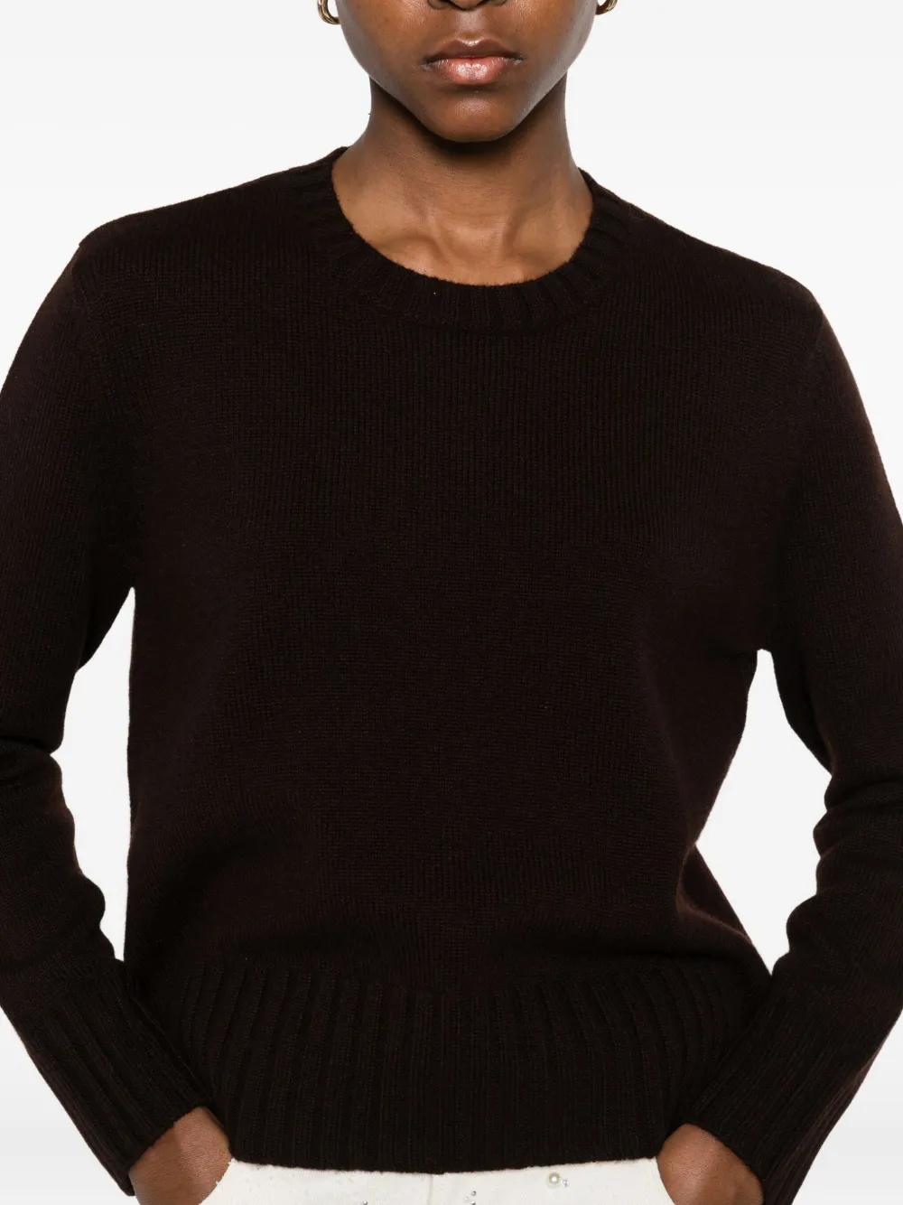 Be You Ribbed Sweater In Brown