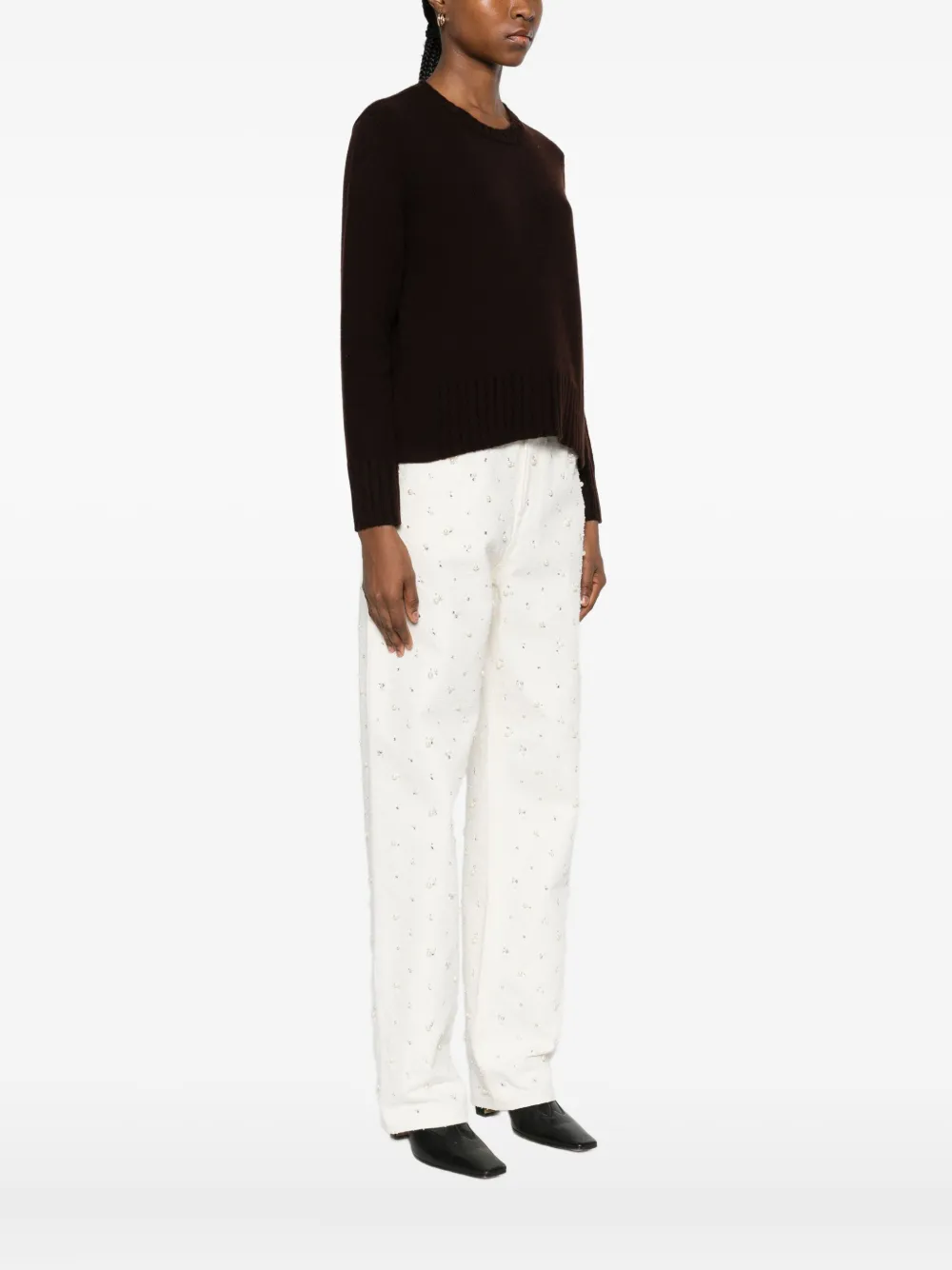 Be You Ribbed Sweater In Brown