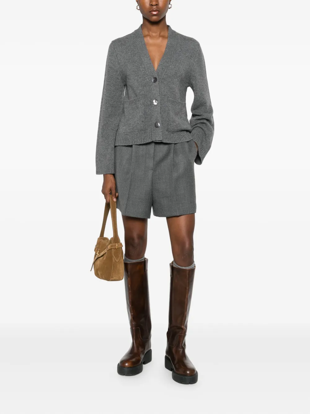 Be You Pocketed Buttoned Cardigan In Gray