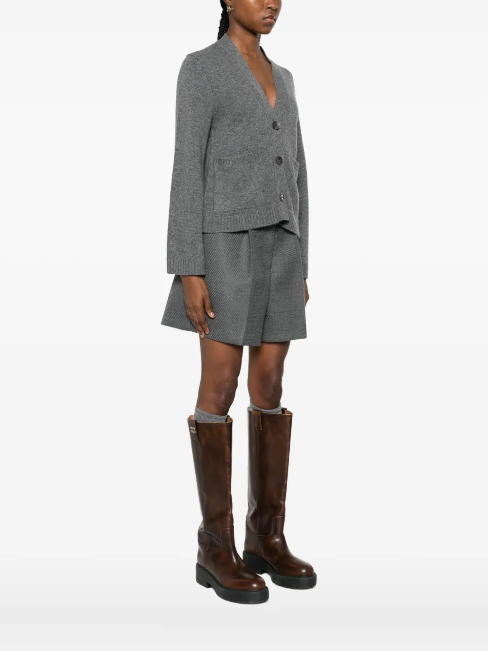 Be You Pocketed Buttoned Cardigan In Gray