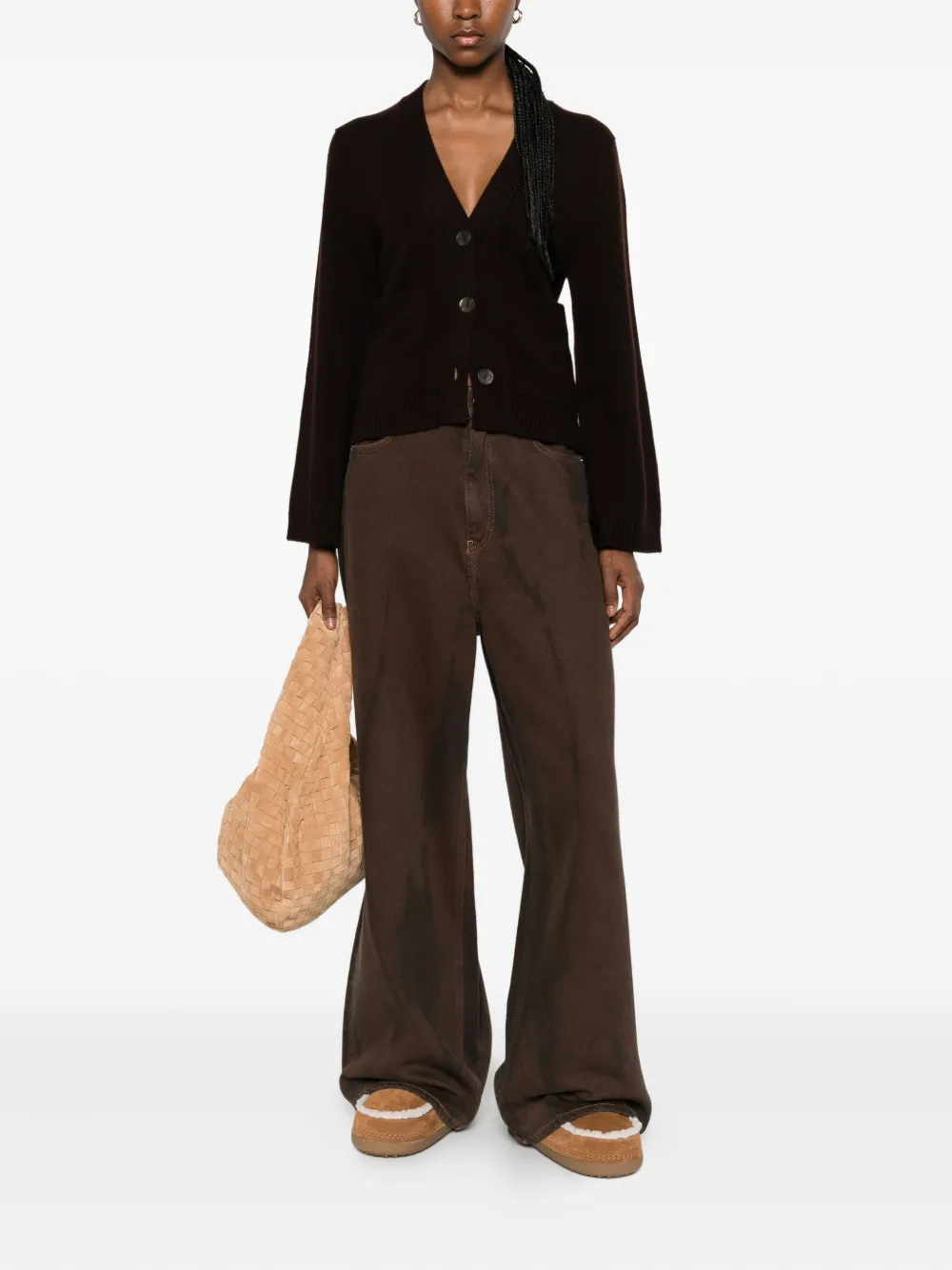 Be You V-neck Cardigan In Brown
