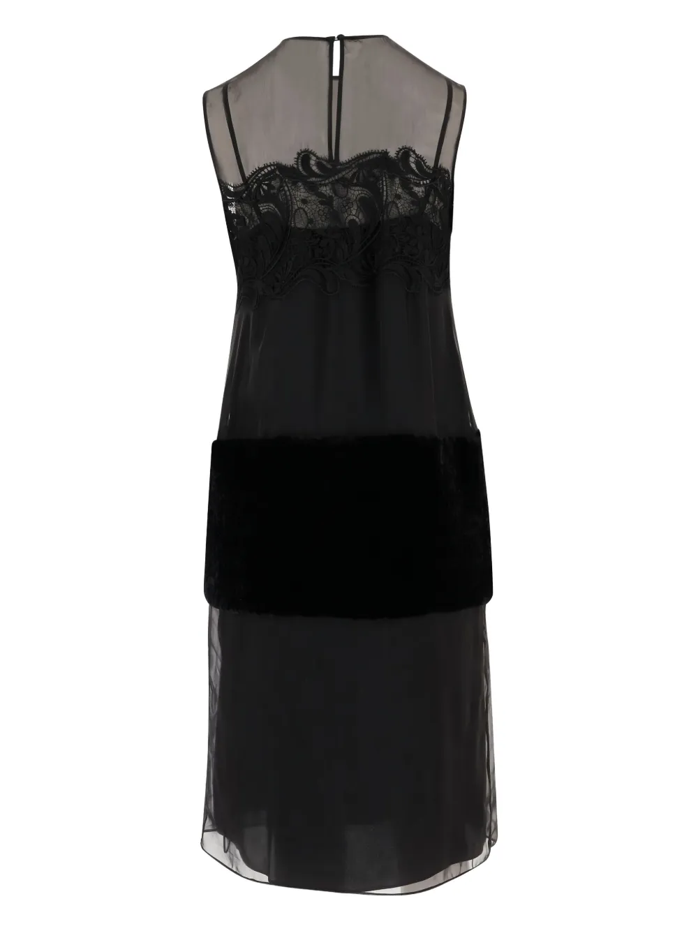 Ferragamo Midi-jurk met kant - Zwart