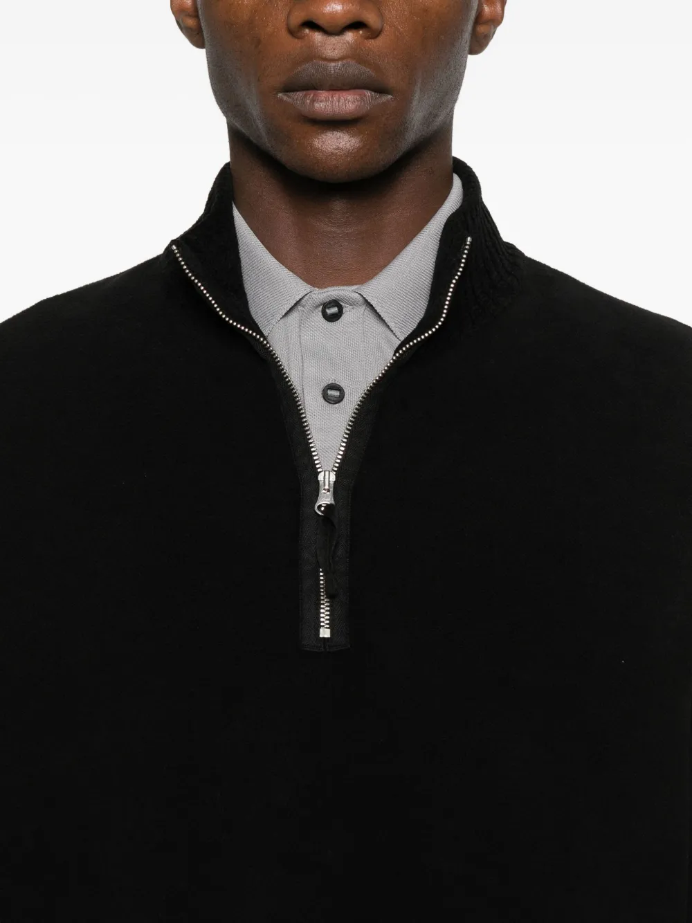 C.P. Company Trui met halve rits en Lens-detail Zwart