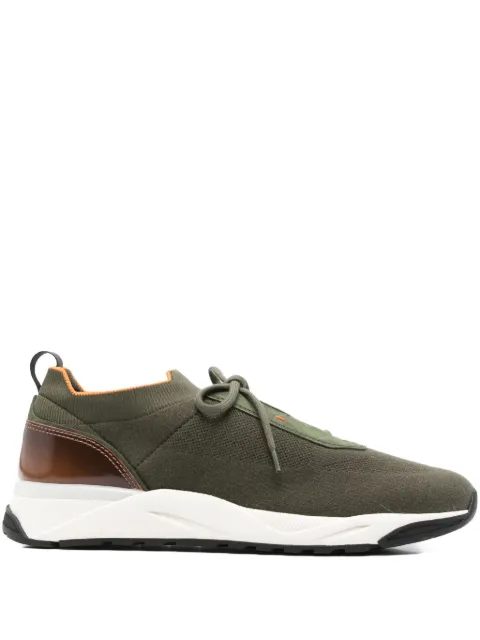 Santoni lace-up panelled sneakers