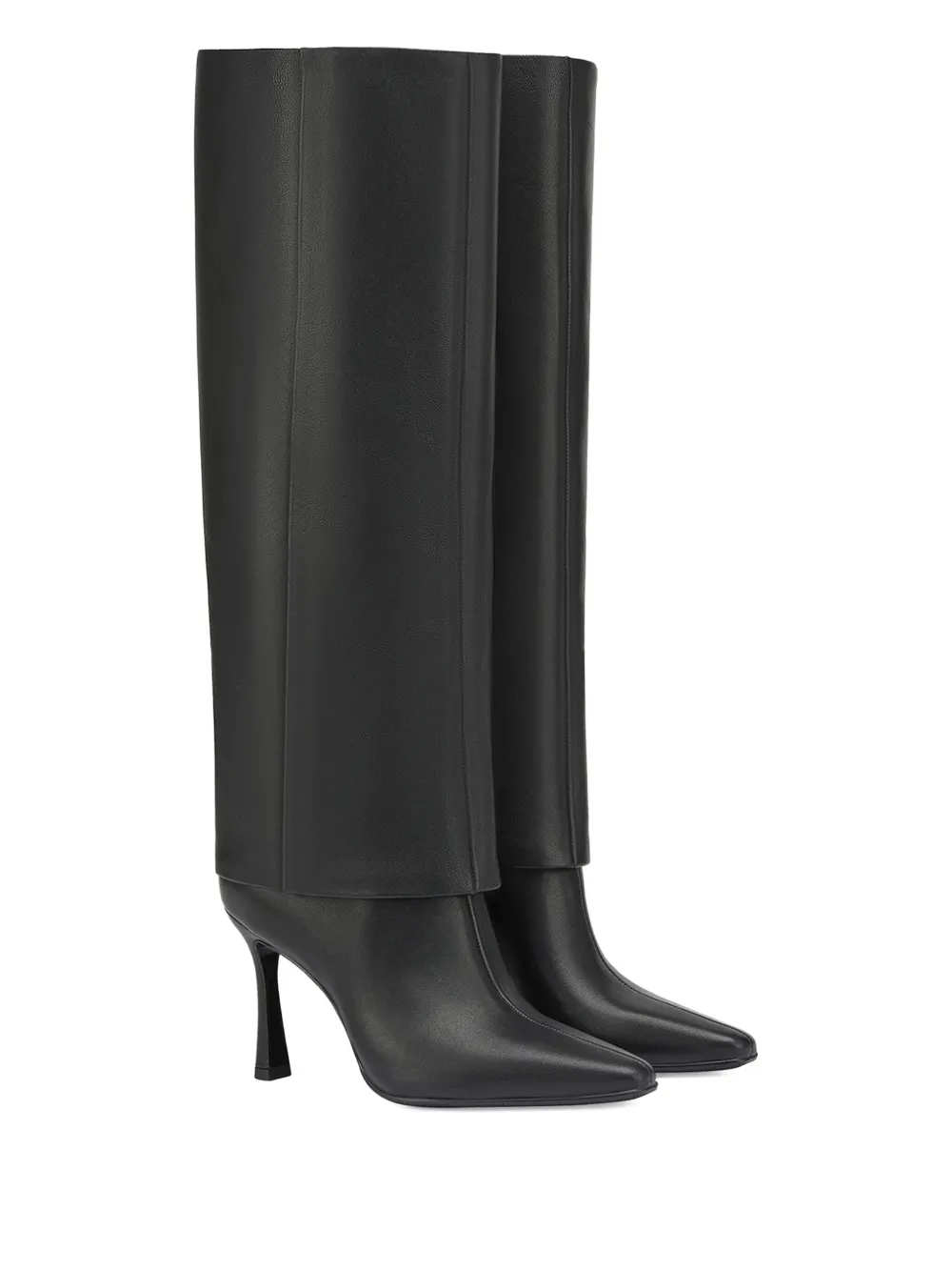 Potamy Leather Heeled Knee-high Boots In Black