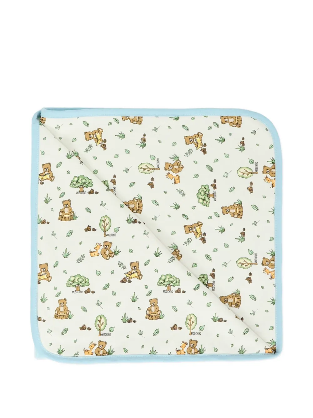 Moschino Printed Trim Blanket In Blue