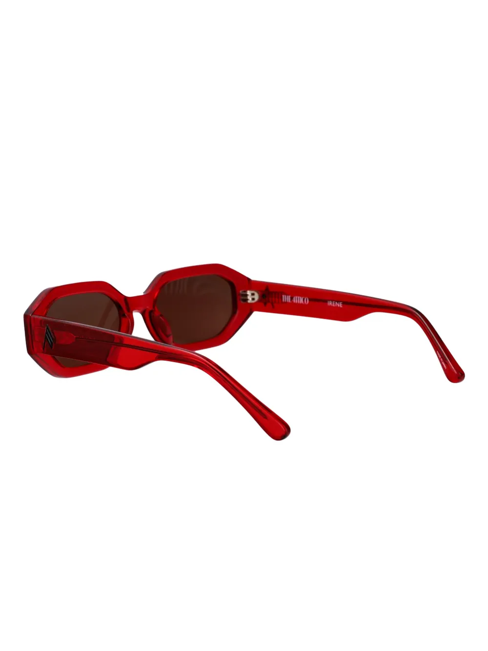 The Attico x Linda Farrow Irene zonnebril met geometrisch montuur Rood