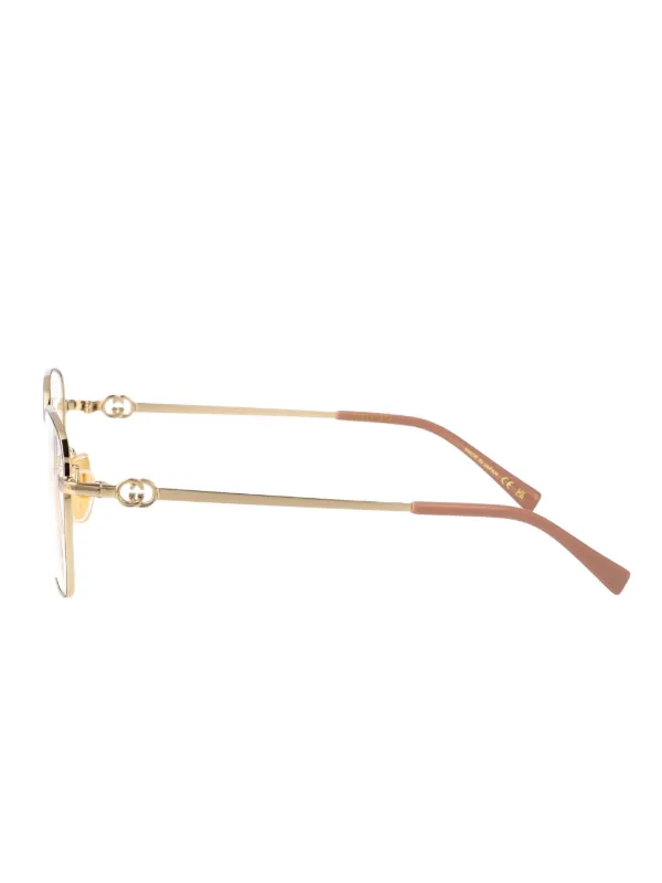 Gucci Eyewear ラウンドメガネフレーム | ゴールドトーン | FARFETCH JP
