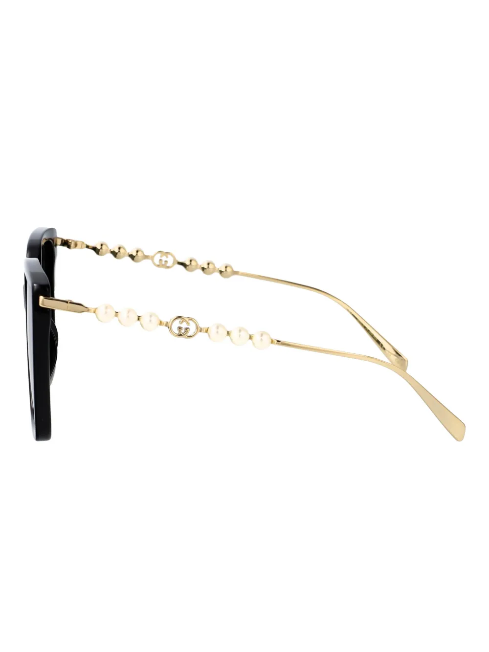 Gucci Eyewear Zonnebril met vierkant montuur verfraaid met parels Zwart