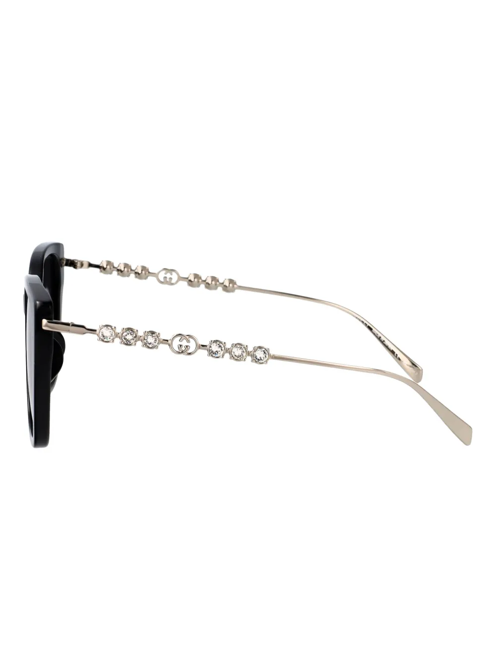 Gucci Eyewear Zonnebril met vierkant montuur en kristallen Zwart