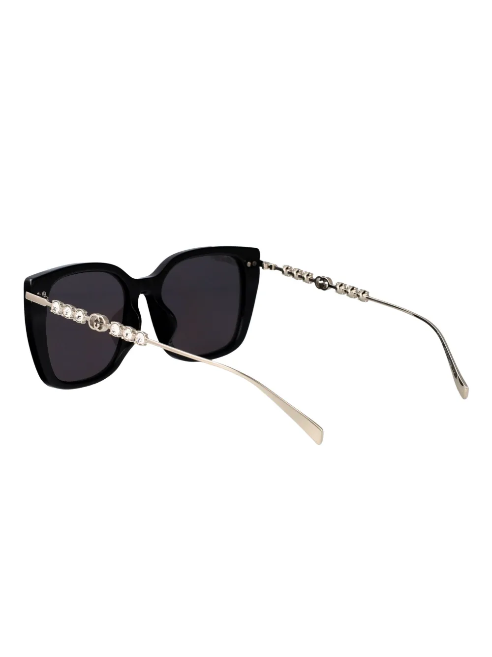 Gucci Eyewear Zonnebril met vierkant montuur en kristallen Zwart