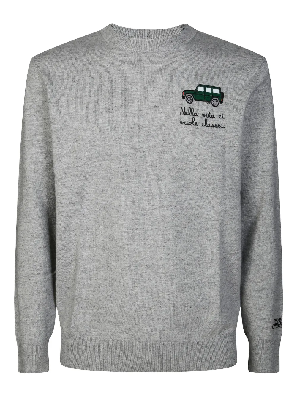 Mc2 Saint Barth Embroidered Crew-neck Sweater In Gray