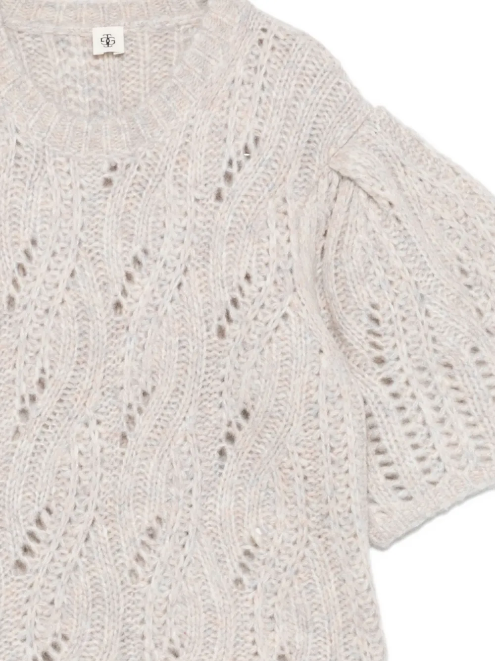 The Garment Open-knit Puff-sleeve Top In Gray