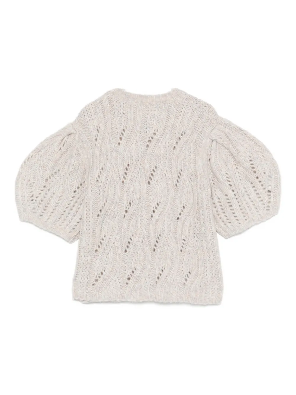 The Garment Open-knit Puff-sleeve Top In Gray