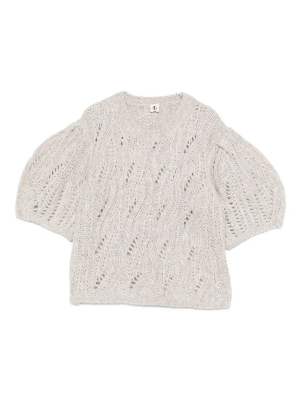 The Garment Open-knit Puff-sleeve Top In Gray