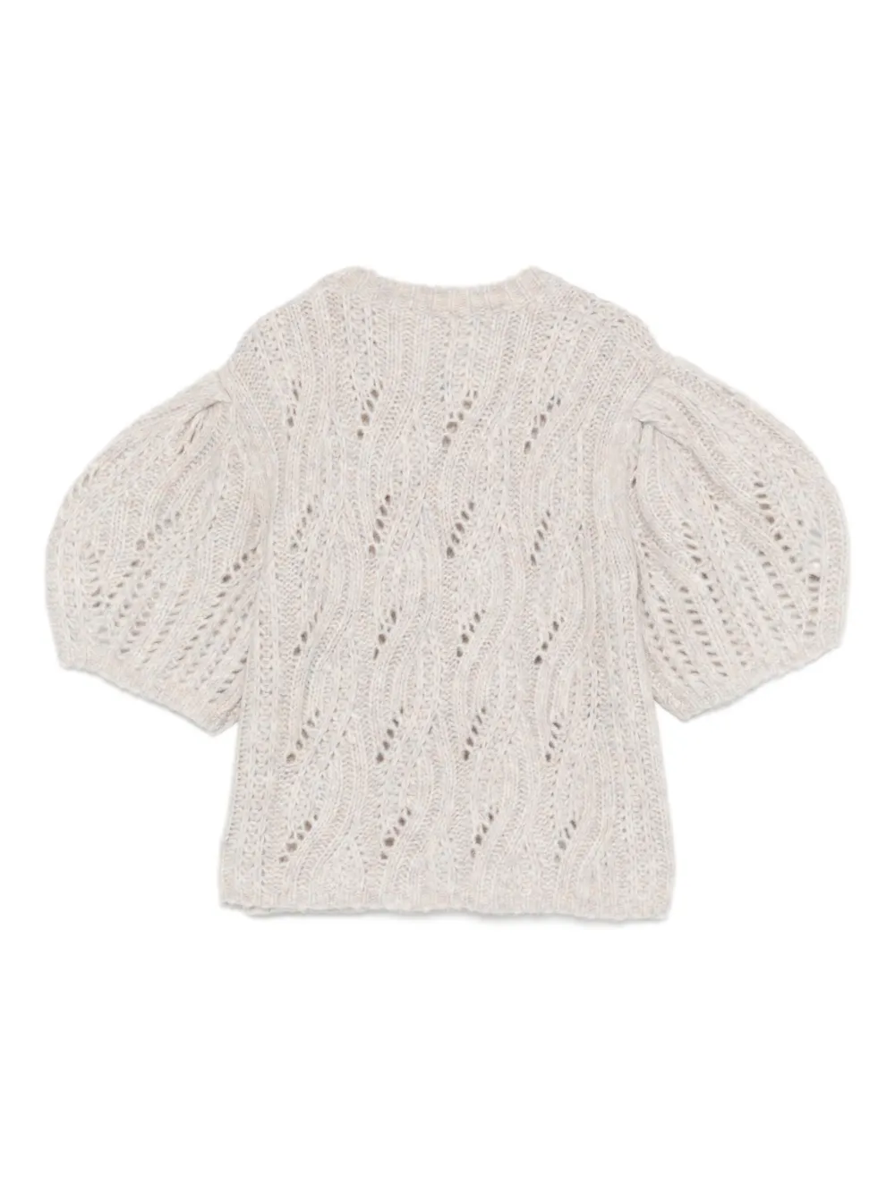 The Garment Opengebreide top met pofmouwen 619 TAUTE MELANGE