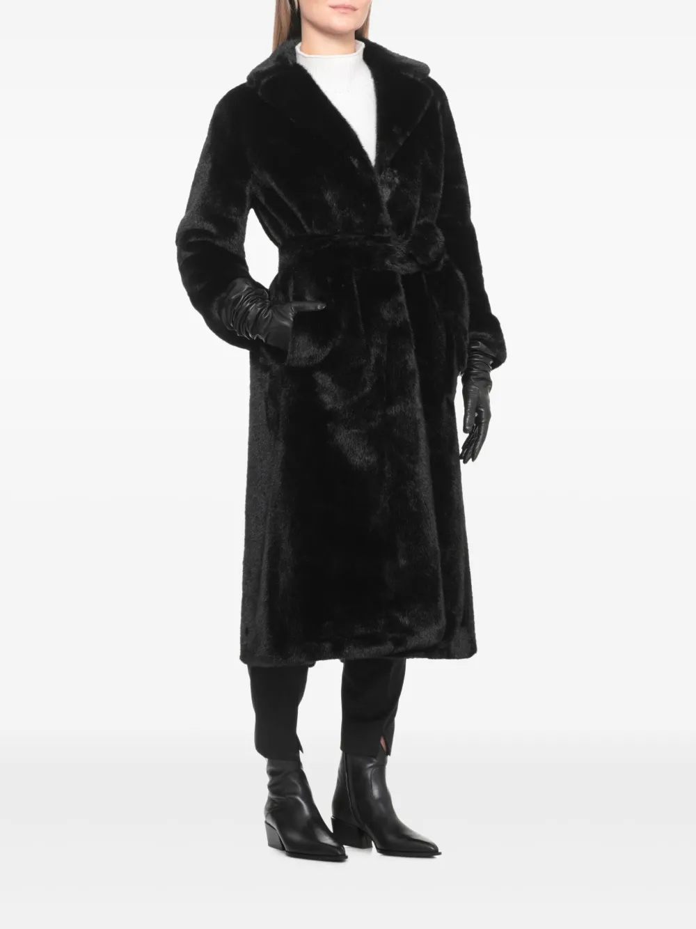 VALENTINI 1972 Jas met ceintuur Zwart